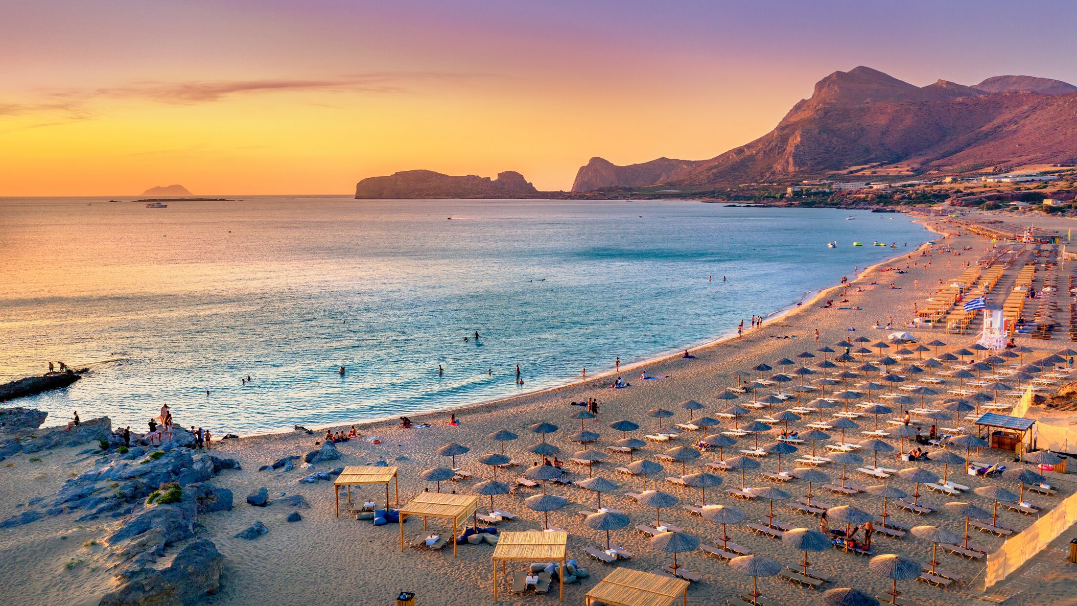 Famous sandy beach of Falasarna at the north west of Chania, Crete, Greece.