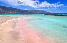 Elafonissi beach with pink sand on Crete, Greece